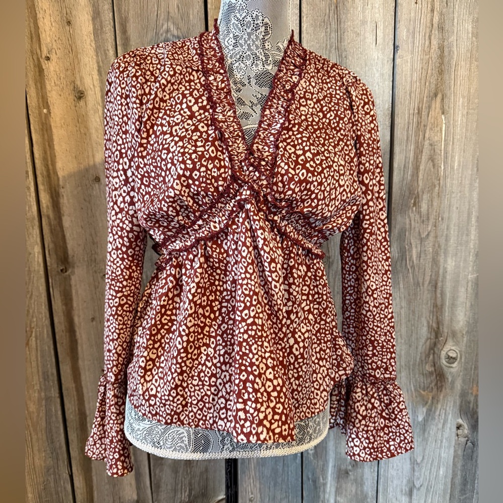 Women's Brown Patterned Top